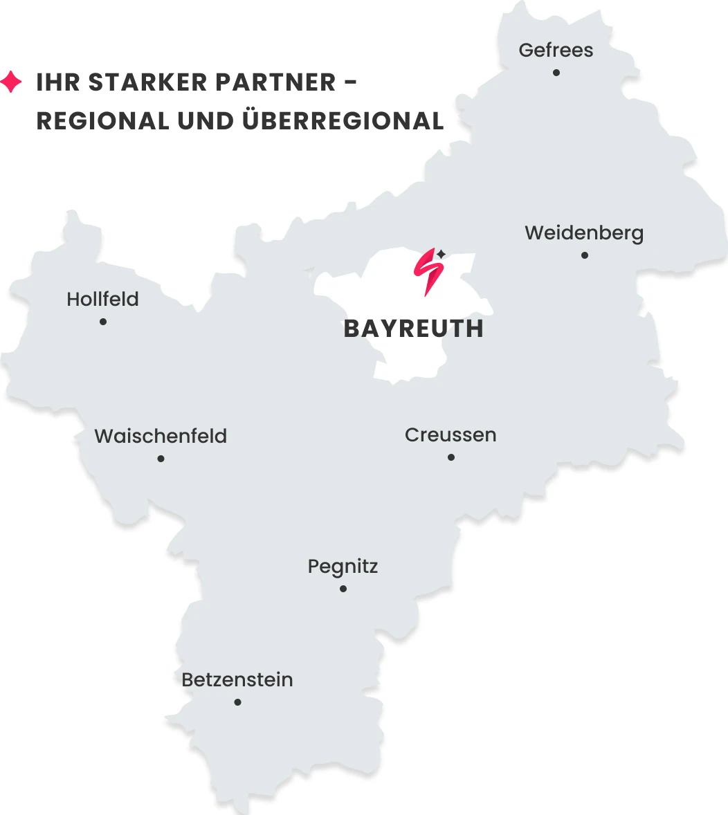 Karte der Region Bayreuth.